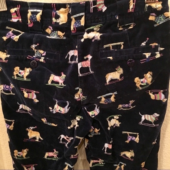TALBOT KIDS Girls Navy Velvet Christmas Dog Print Pants 7Y - Picture 4 of 6